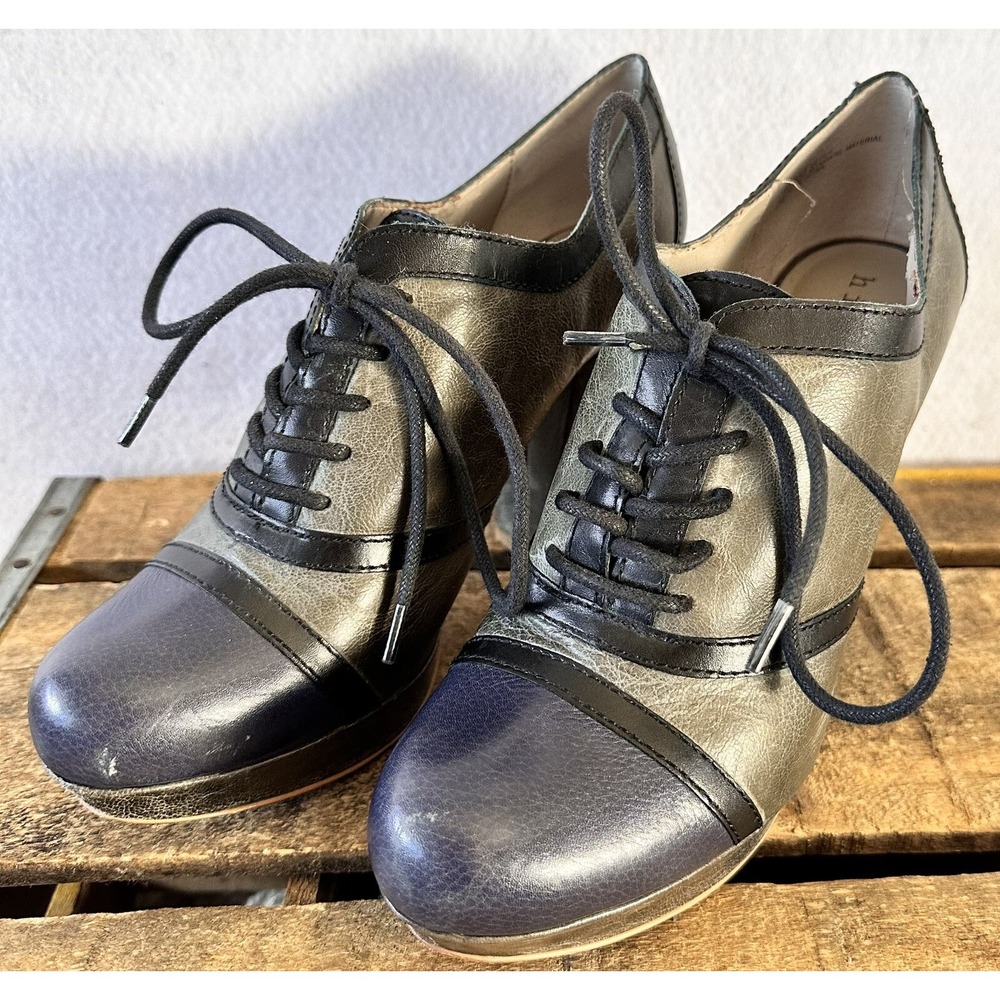 Hinge Rockabilly Heels Shoes Retro Women's 8.5 Gray & Blue Cosplay - Picture 2 of 7